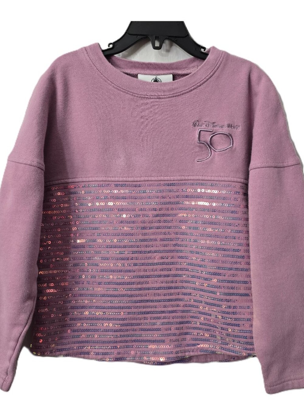 Disney Spirit Jersey Top 5 6 Girl Embroidered Purple Sequin 50th Anniversary WDW